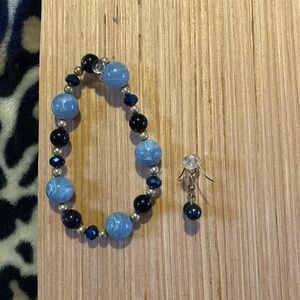 Blue bracelet and earring set